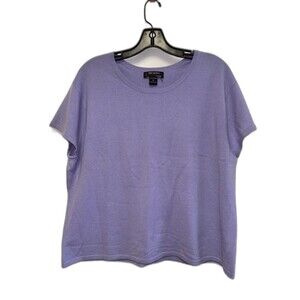 Red Moon Women Cashmere Sweater 1X Short Sleeve Purple Pullover Vintage Stretch